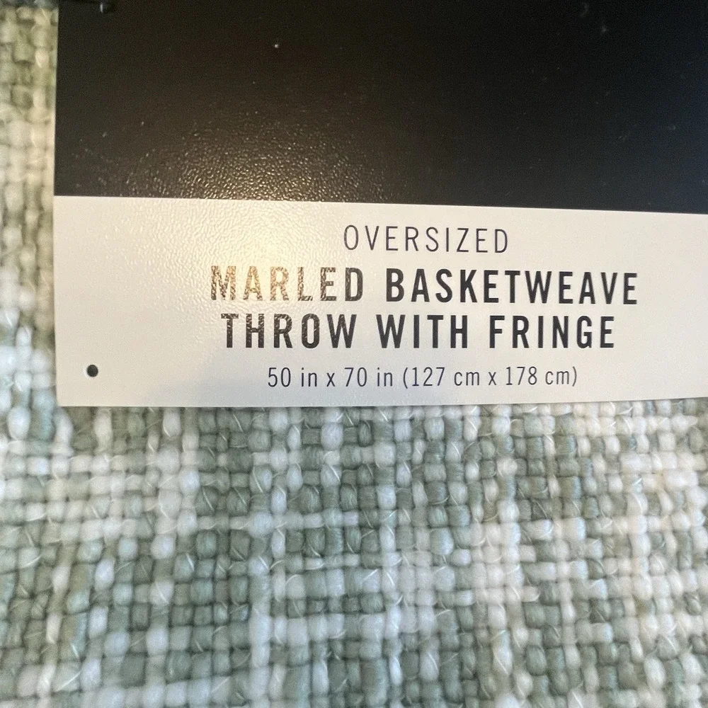 Frye Oversized Woven Throw Blanket Sage Green 50x70 in Fringe Modern Farmhouse